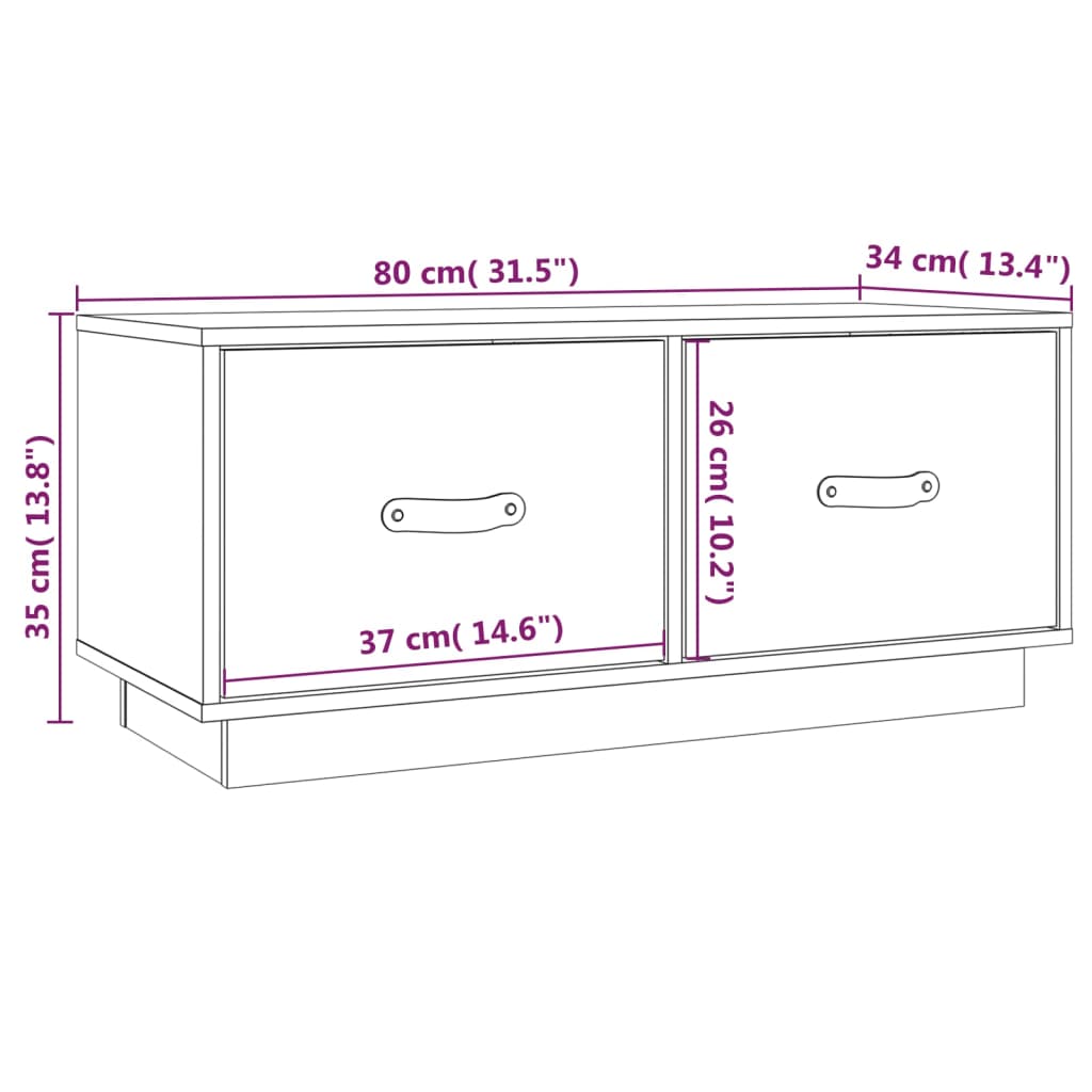 TV-taso musta 80x34x35 cm täysi mänty - Sisustajankoti.fi