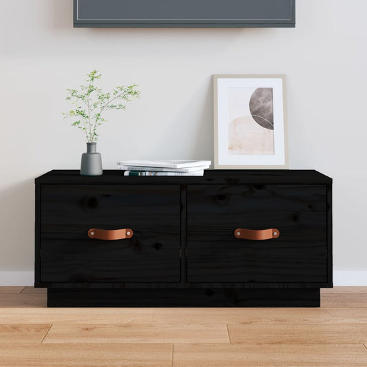 TV-taso musta 80x34x35 cm täysi mänty - Sisustajankoti.fi