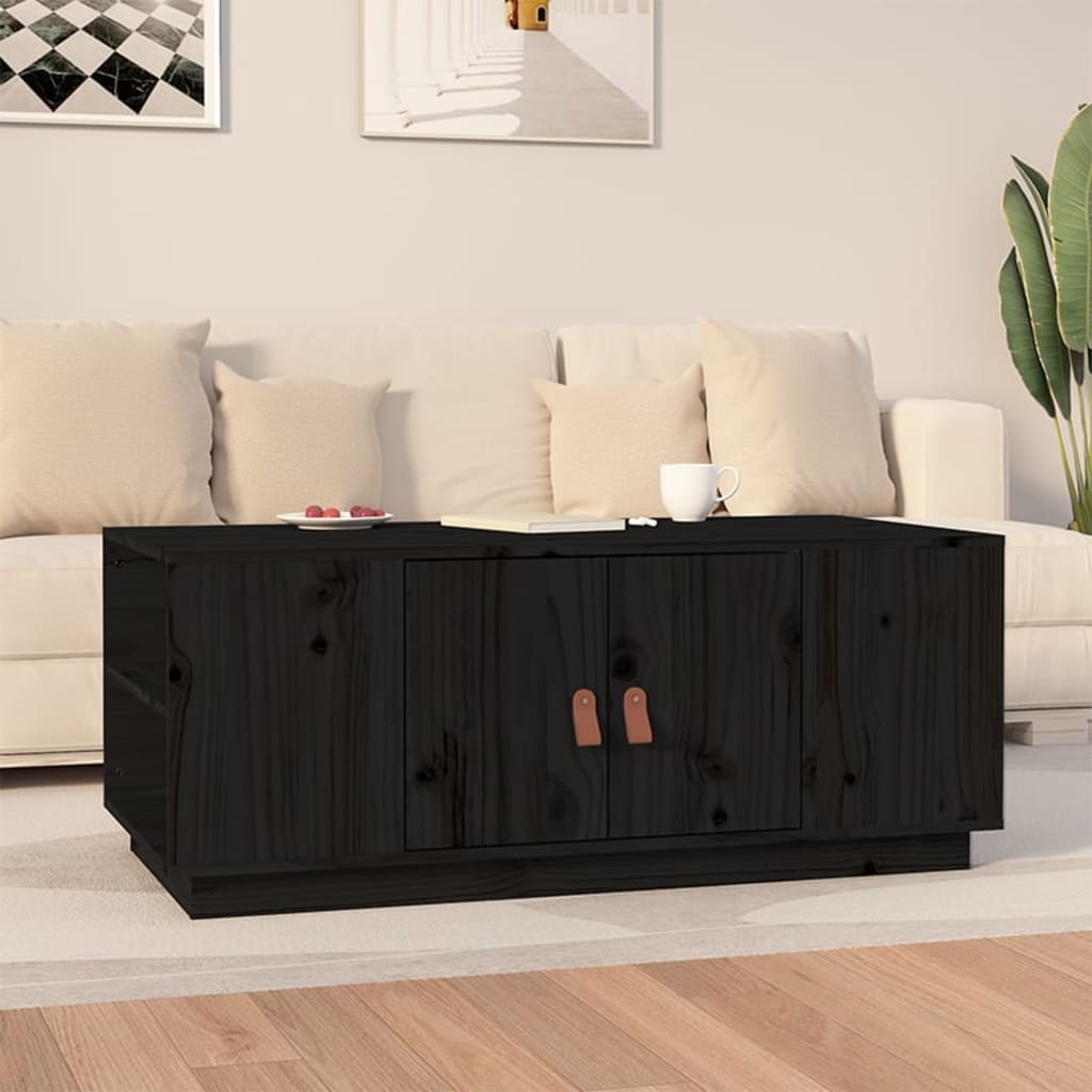 Sohvapöytä musta 100x50x41 cm täysi mänty - Sisustajankoti.fi