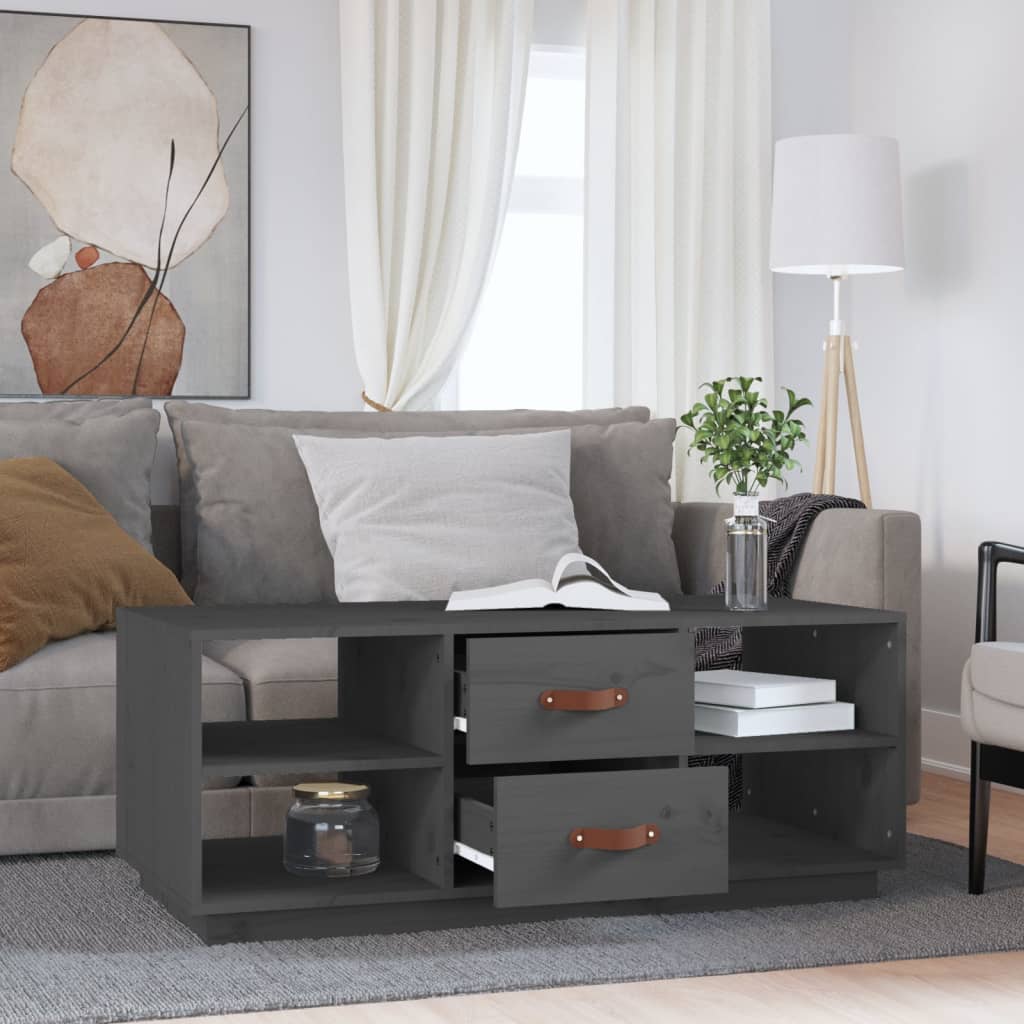 Sohvapöytä harmaa 100x50x41 cm täysi mänty - Sisustajankoti.fi