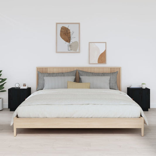Yöpöydät 2 kpl musta 40x34x45 cm täysi mänty - Sisustajankoti.fi