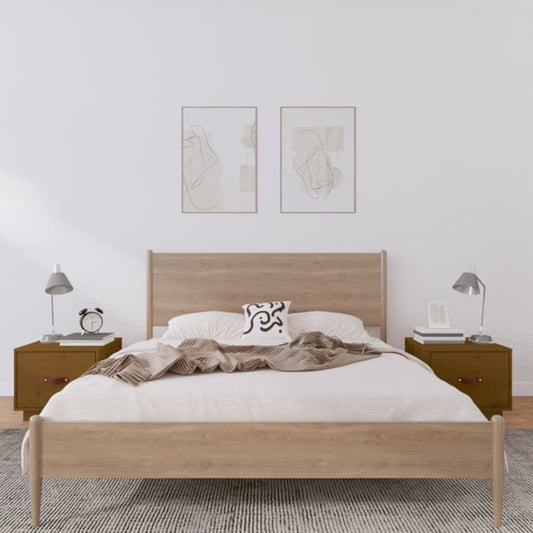 Yöpöydät 2 kpl hunajanruskea 40x34x35 cm täysi mänty - Sisustajankoti.fi