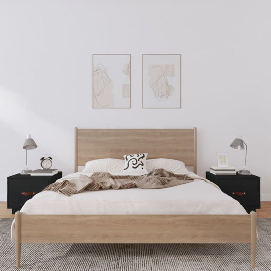 Yöpöydät 2 kpl musta 40x34x35 cm täysi mänty - Sisustajankoti.fi