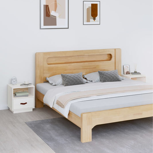 Yöpöydät 2 kpl valkoinen 40x34x45 cm täysi mänty - Sisustajankoti.fi
