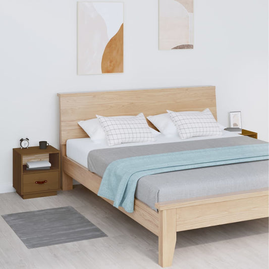 Yöpöydät 2 kpl hunajanruskea 40x34x45 cm täysi mänty - Sisustajankoti.fi