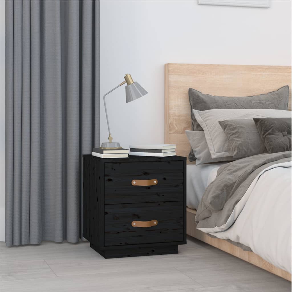 Yöpöydät 2 kpl musta 40x34x45 cm täysi mänty - Sisustajankoti.fi