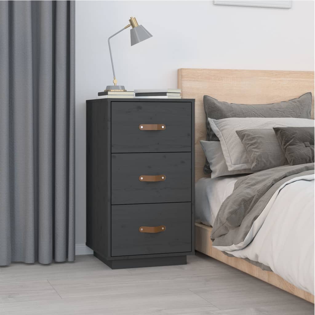 Yöpöydät 2 kpl harmaa 40x40x75 cm täysi mänty - Sisustajankoti.fi