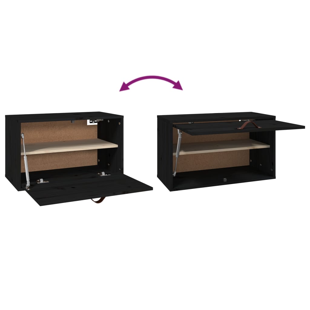 Seinäkaappi musta 60x30x35 cm täysi mänty - Sisustajankoti.fi