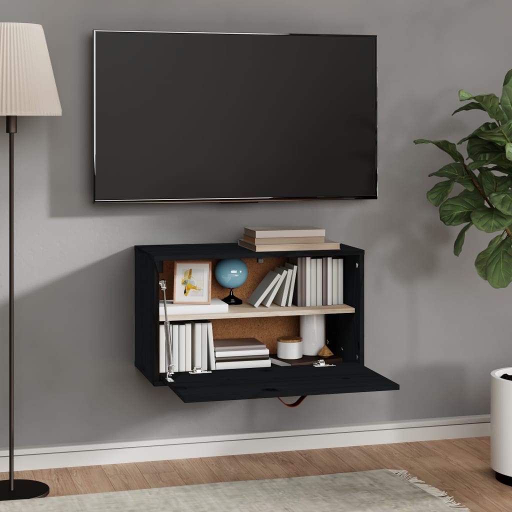 Seinäkaappi musta 60x30x35 cm täysi mänty - Sisustajankoti.fi