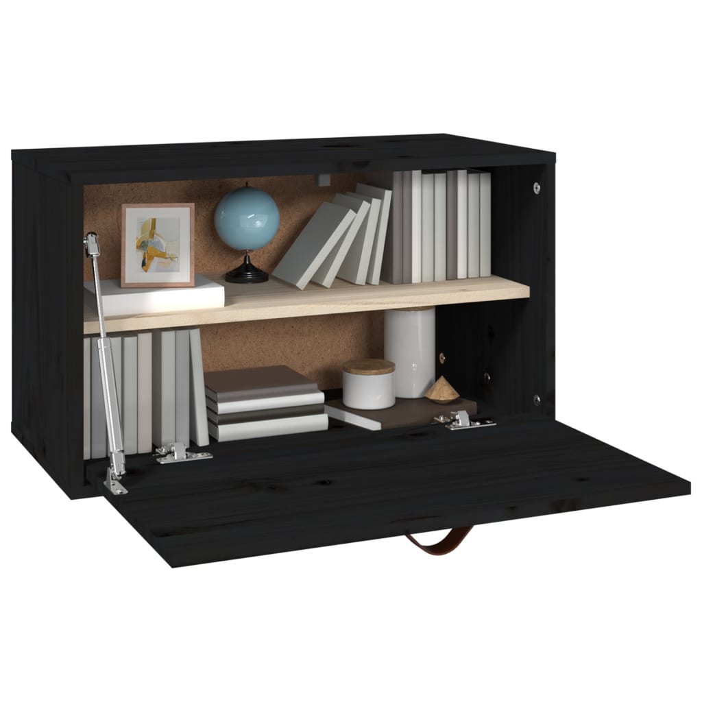 Seinäkaappi musta 60x30x35 cm täysi mänty - Sisustajankoti.fi