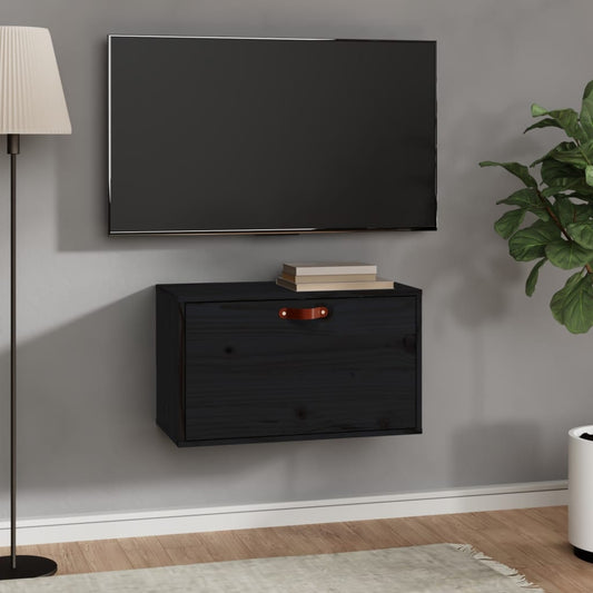 Seinäkaappi musta 60x30x35 cm täysi mänty - Sisustajankoti.fi