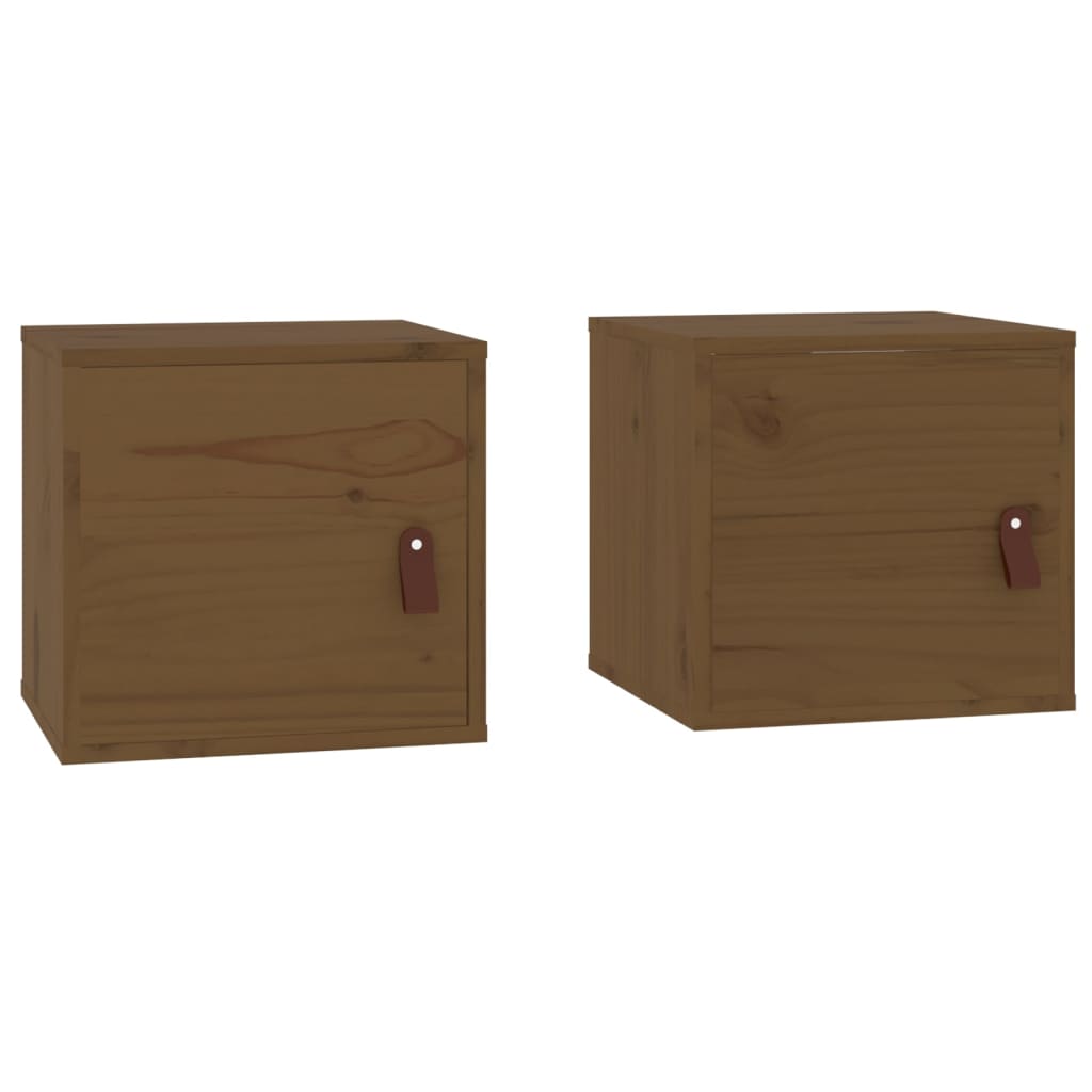 Seinäkaapit 2 kpl hunajanruskea 31,5x30x30 cm täysi mänty - Sisustajankoti.fi