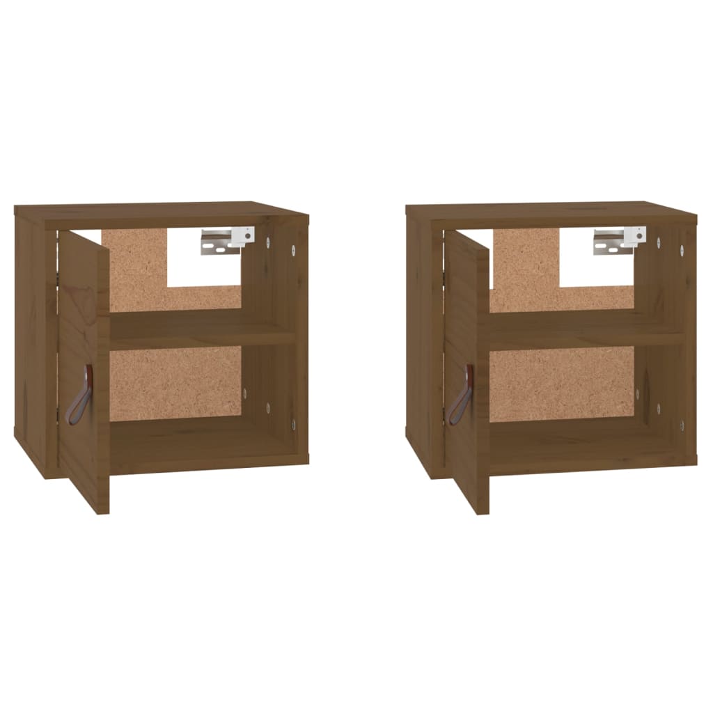 Seinäkaapit 2 kpl hunajanruskea 31,5x30x30 cm täysi mänty - Sisustajankoti.fi