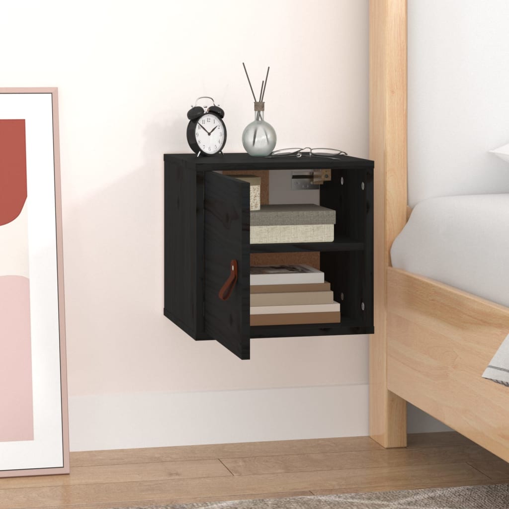 Seinäkaappi musta 31,5x30x30 cm täysi mänty - Sisustajankoti.fi
