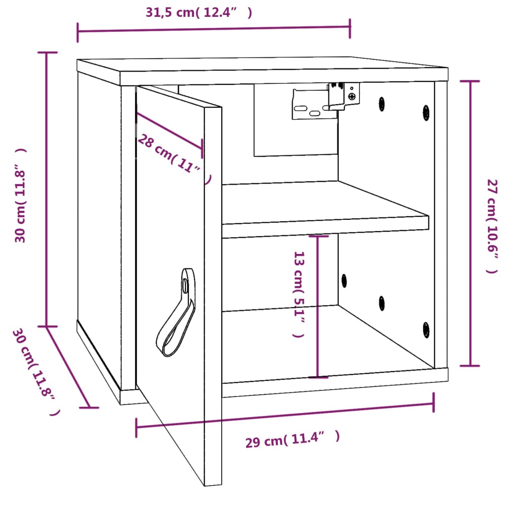 Seinäkaappi musta 31,5x30x30 cm täysi mänty - Sisustajankoti.fi