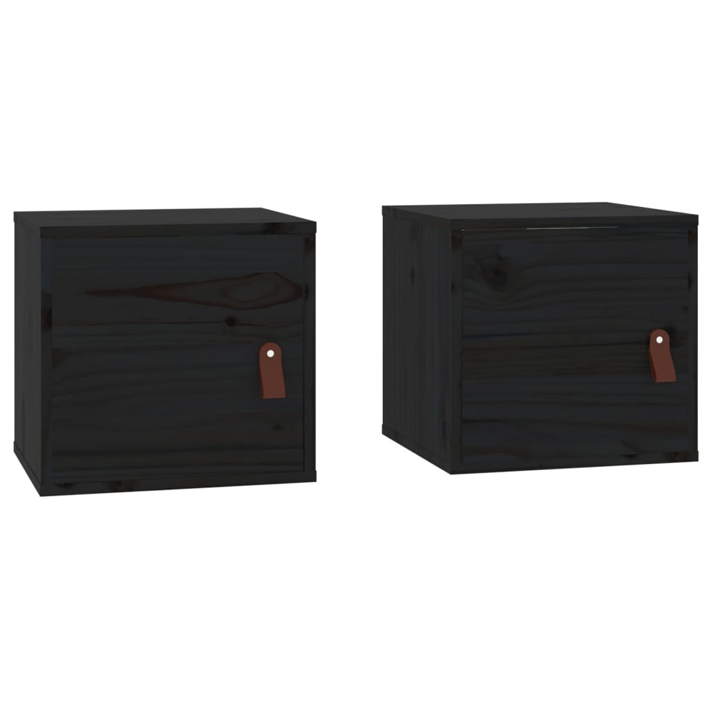 Seinäkaapit 2 kpl musta 31,5x30x30 cm täysi mänty - Sisustajankoti.fi