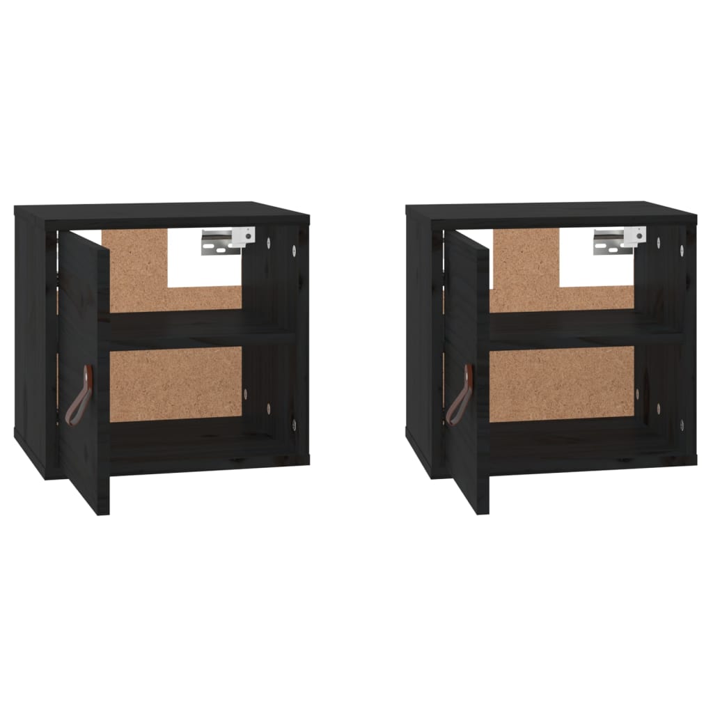 Seinäkaapit 2 kpl musta 31,5x30x30 cm täysi mänty - Sisustajankoti.fi