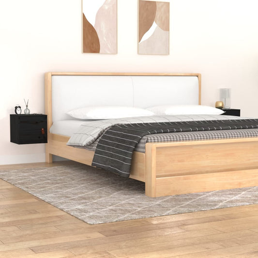 Seinäkaapit 2 kpl musta 31,5x30x30 cm täysi mänty - Sisustajankoti.fi