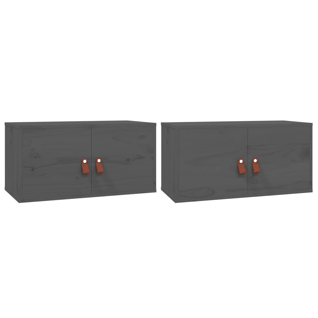 Seinäkaapit 2 kpl harmaa 60x30x30 cm täysi mänty - Sisustajankoti.fi