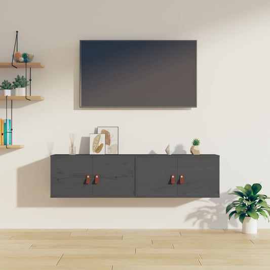 Seinäkaapit 2 kpl harmaa 60x30x30 cm täysi mänty - Sisustajankoti.fi