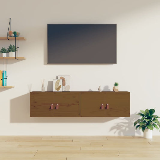 Seinäkaapit 2 kpl hunajanruskea 60x30x30 cm täysi mänty - Sisustajankoti.fi