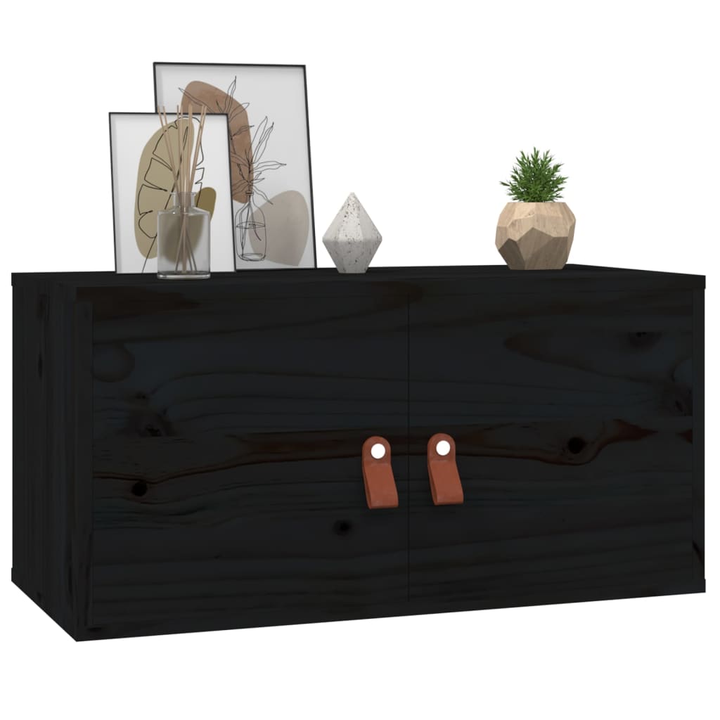 Seinäkaapit 2 kpl musta 60x30x30 cm täysi mänty - Sisustajankoti.fi