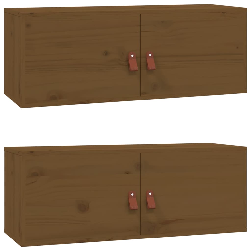 Seinäkaapit 2 kpl hunajanruskea 80x30x30 cm täysi mänty - Sisustajankoti.fi
