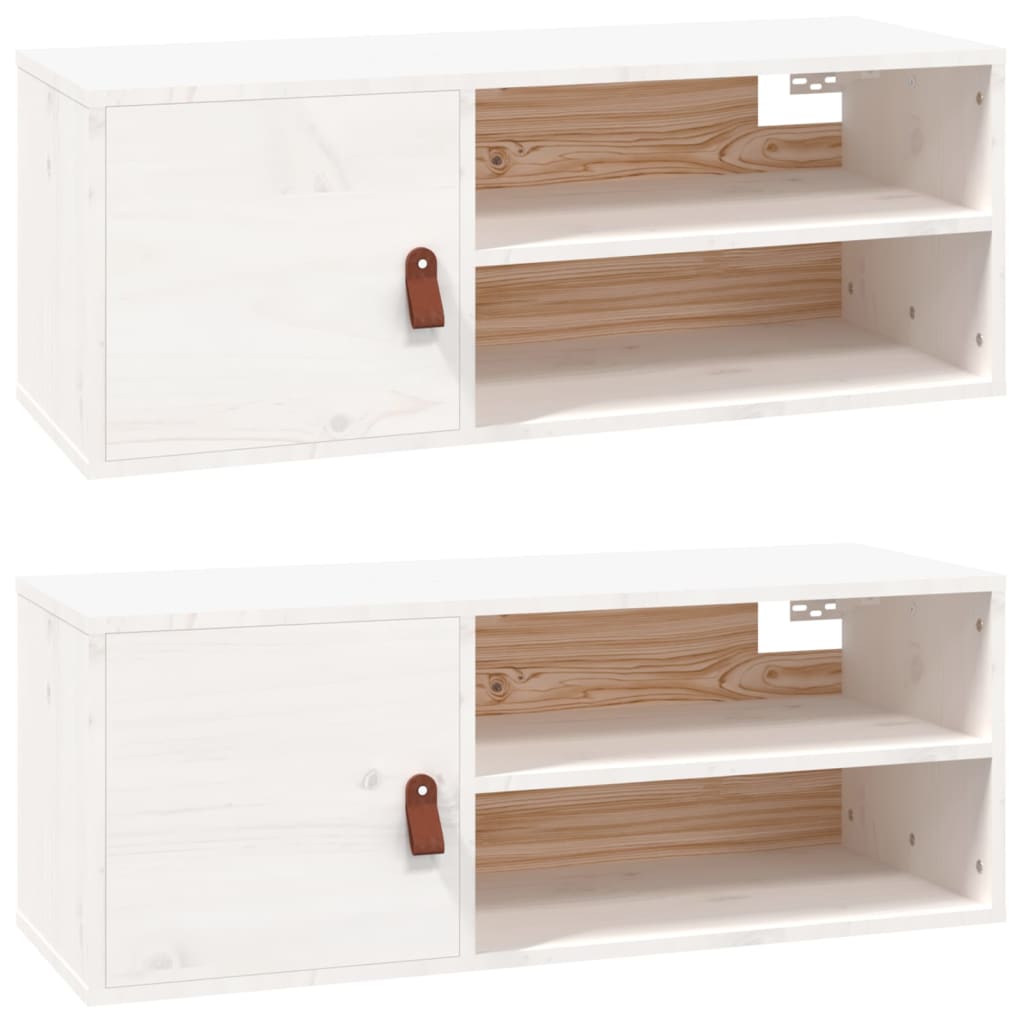 Seinäkaapit 2 kpl valkoinen 80x30x30 cm täysi mänty - Sisustajankoti.fi