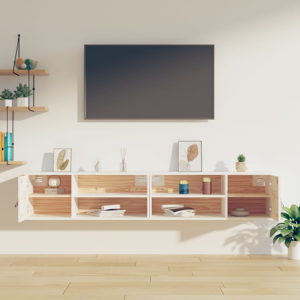 Seinäkaapit 2 kpl valkoinen 80x30x30 cm täysi mänty - Sisustajankoti.fi