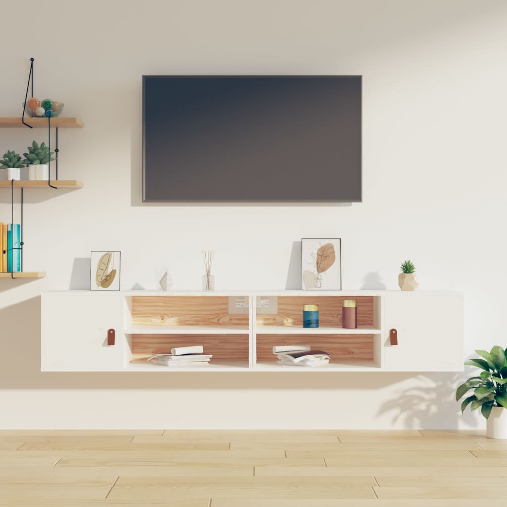 Seinäkaapit 2 kpl valkoinen 80x30x30 cm täysi mänty - Sisustajankoti.fi