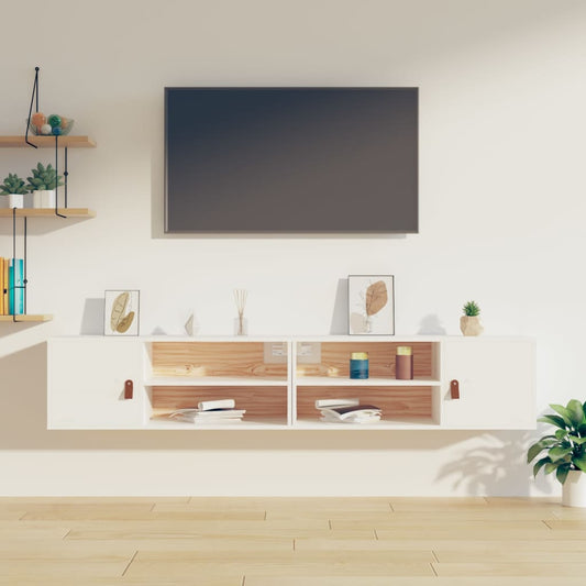 Seinäkaapit 2 kpl valkoinen 80x30x30 cm täysi mänty - Sisustajankoti.fi