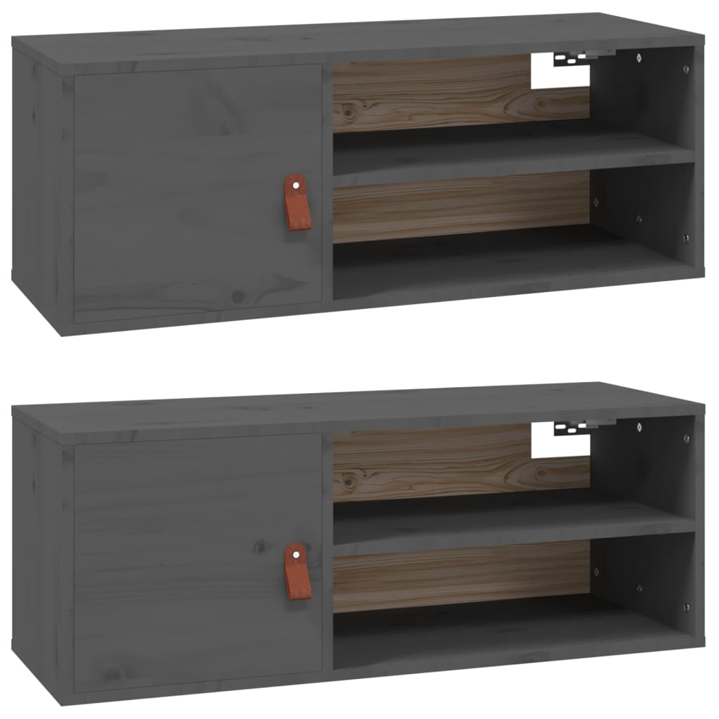 Seinäkaapit 2 kpl harmaa 80x30x30 cm täysi mänty - Sisustajankoti.fi