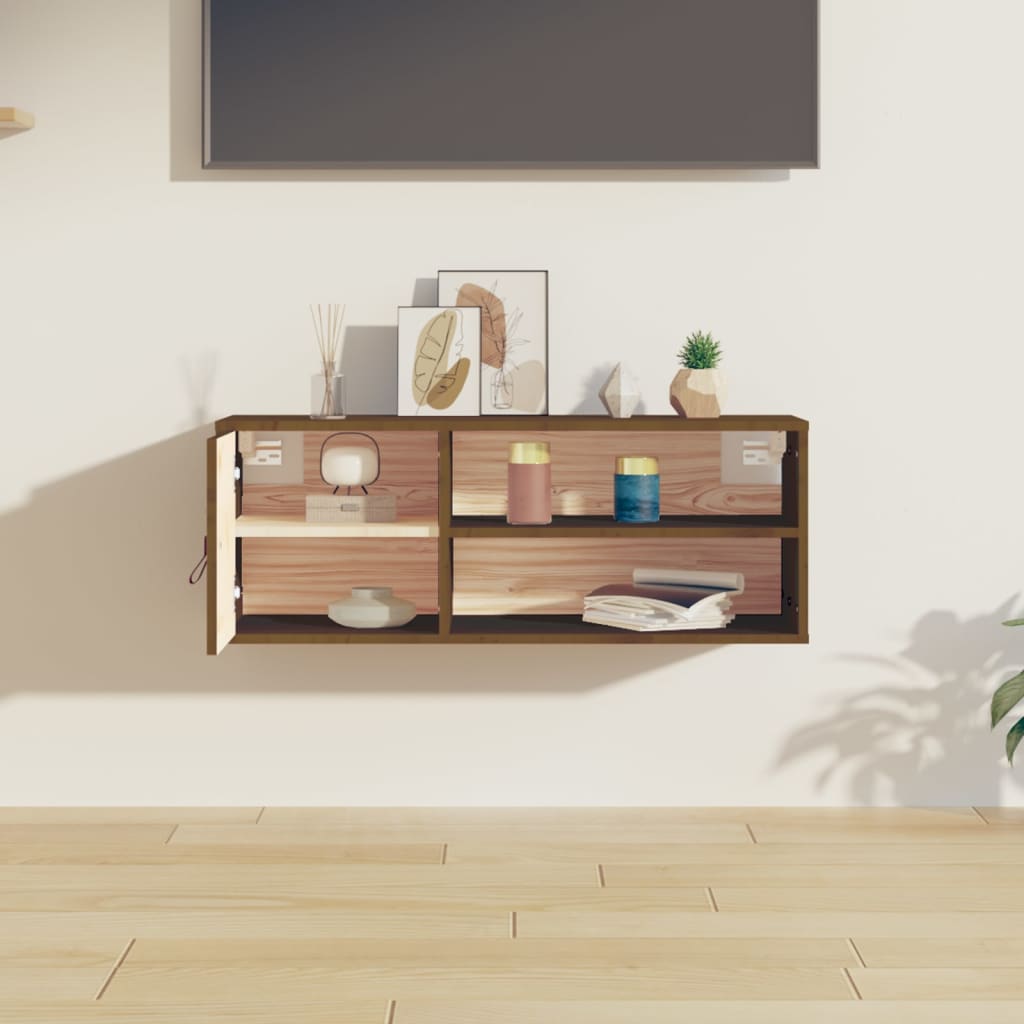 Seinäkaappi hunajanruskea 80x30x30 cm täysi mänty - Sisustajankoti.fi