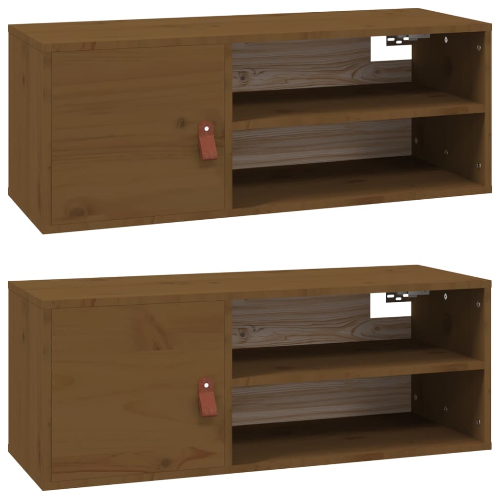 Seinäkaapit 2 kpl hunajanruskea 80x30x30 cm täysi mänty - Sisustajankoti.fi