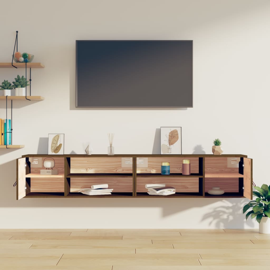 Seinäkaapit 2 kpl hunajanruskea 80x30x30 cm täysi mänty - Sisustajankoti.fi