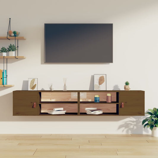 Seinäkaapit 2 kpl hunajanruskea 80x30x30 cm täysi mänty - Sisustajankoti.fi
