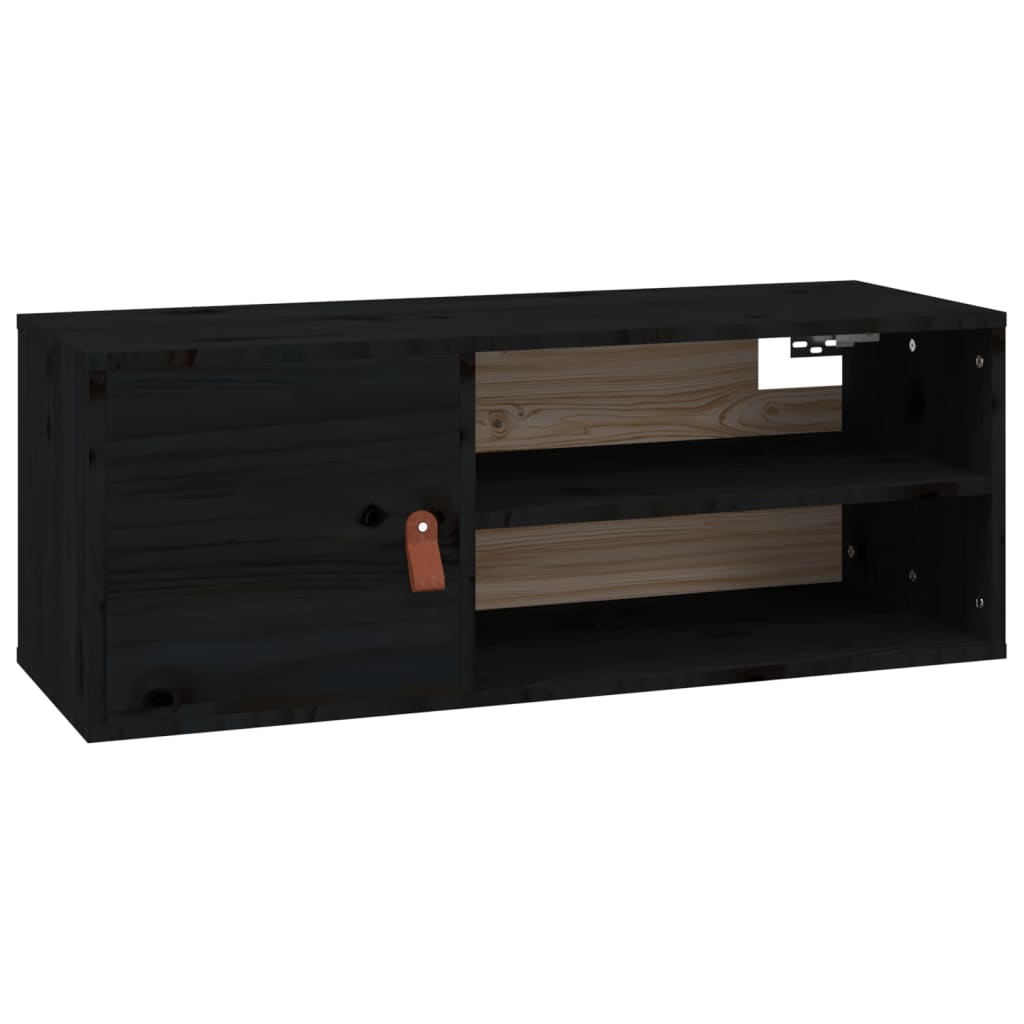 Seinäkaappi musta 80x30x30 cm täysi mänty - Sisustajankoti.fi