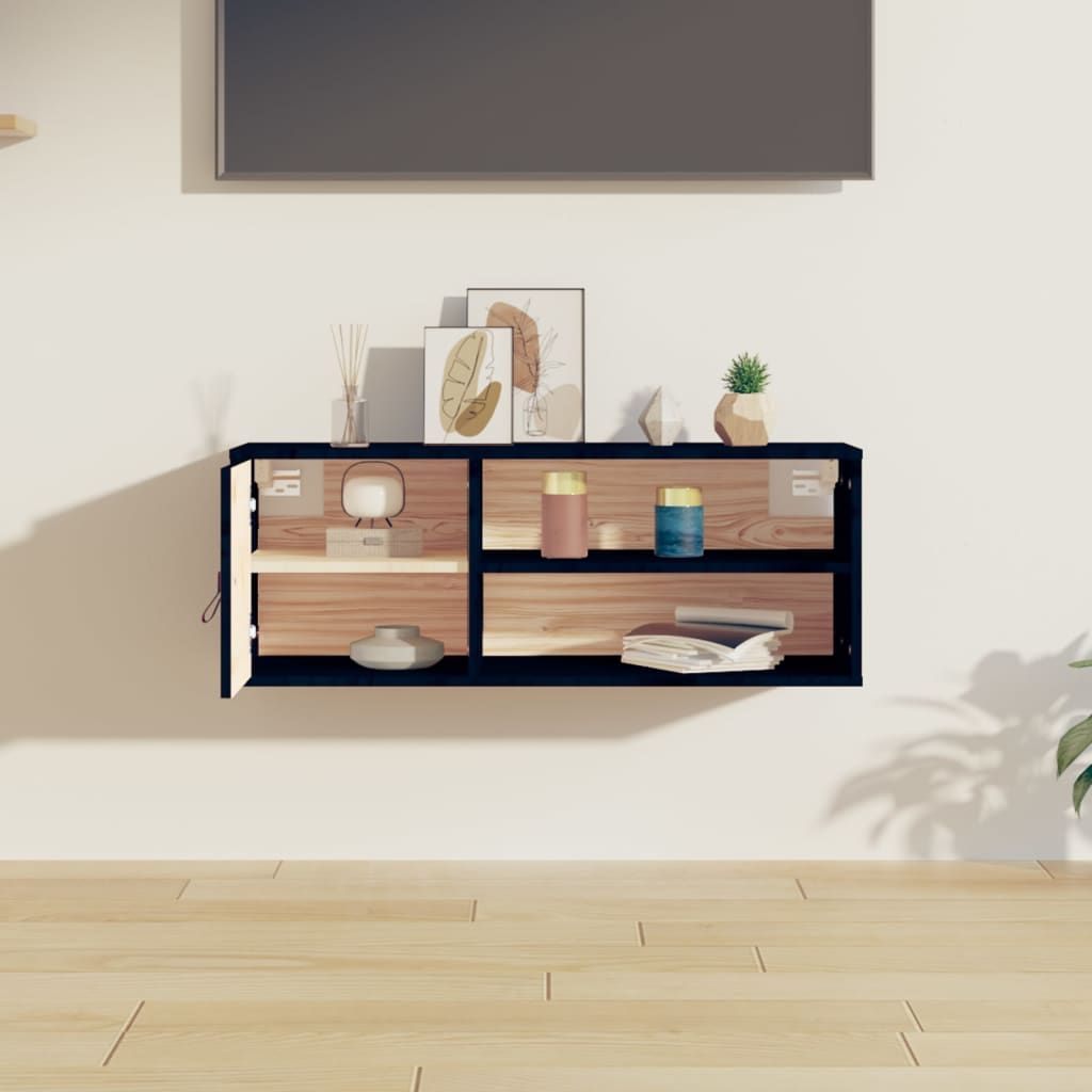 Seinäkaappi musta 80x30x30 cm täysi mänty - Sisustajankoti.fi