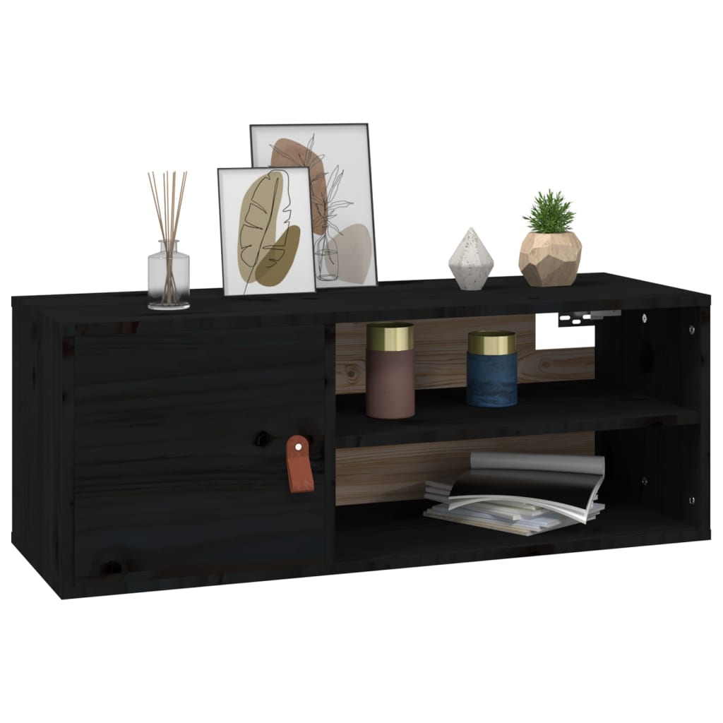 Seinäkaappi musta 80x30x30 cm täysi mänty - Sisustajankoti.fi
