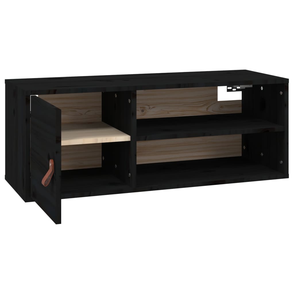 Seinäkaappi musta 80x30x30 cm täysi mänty - Sisustajankoti.fi