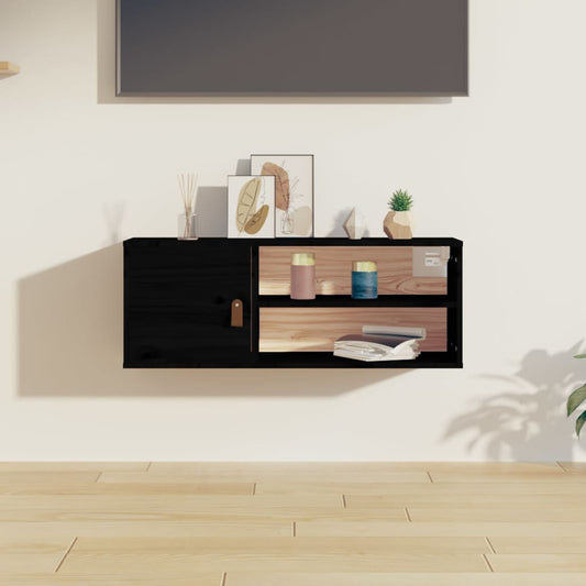 Seinäkaappi musta 80x30x30 cm täysi mänty - Sisustajankoti.fi