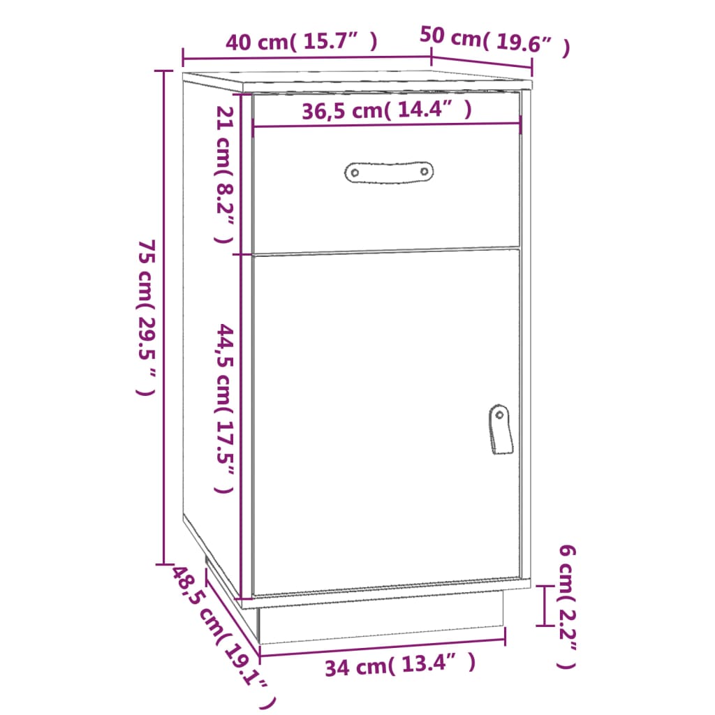Työpöytäkaappi hunajanruskea 40x50x75 cm täysi mänty - Sisustajankoti.fi