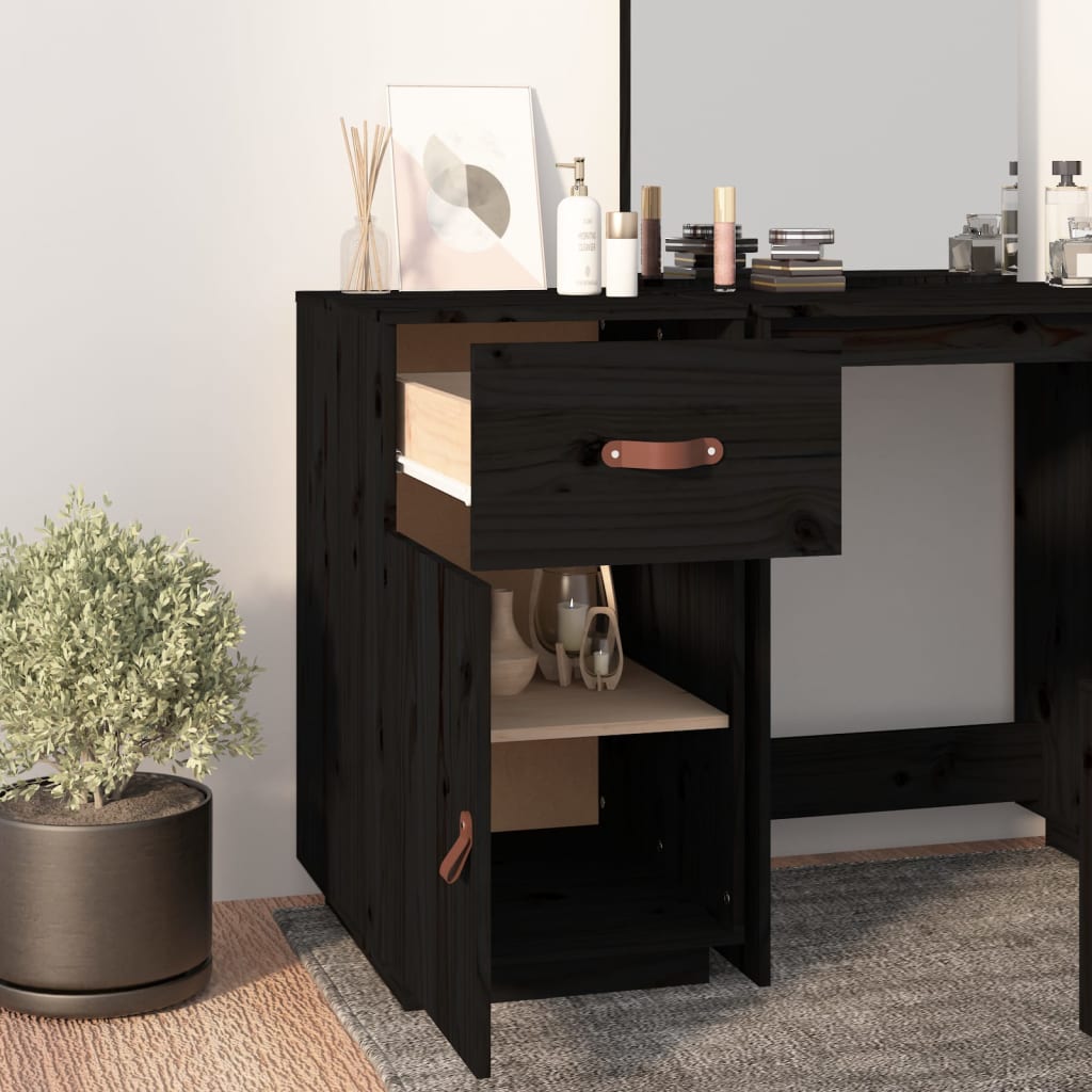 Työpöytäkaappi musta 40x50x75 cm täysi mänty - Sisustajankoti.fi