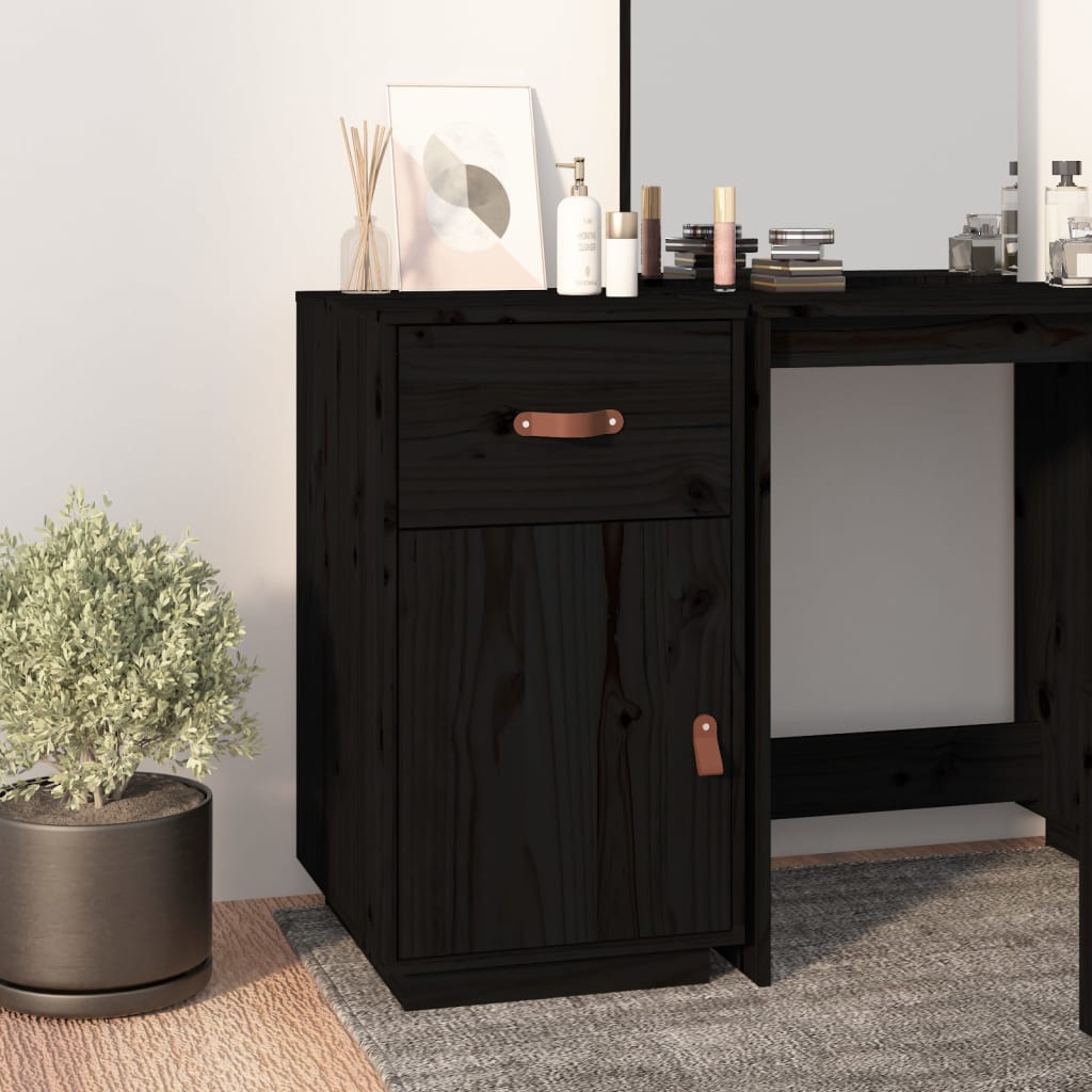 Työpöytäkaappi musta 40x50x75 cm täysi mänty - Sisustajankoti.fi