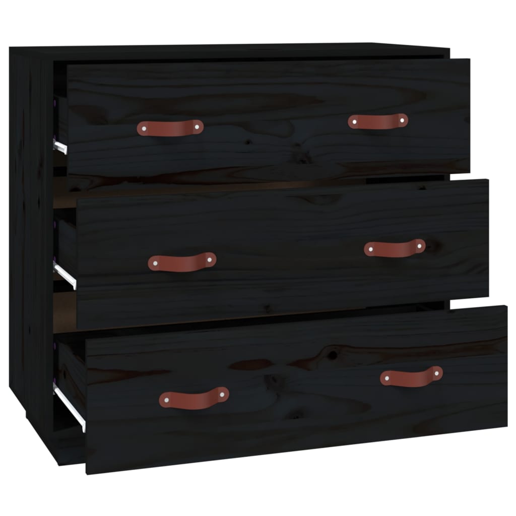 Senkki musta 80x40x75 cm täysi mänty - Sisustajankoti.fi