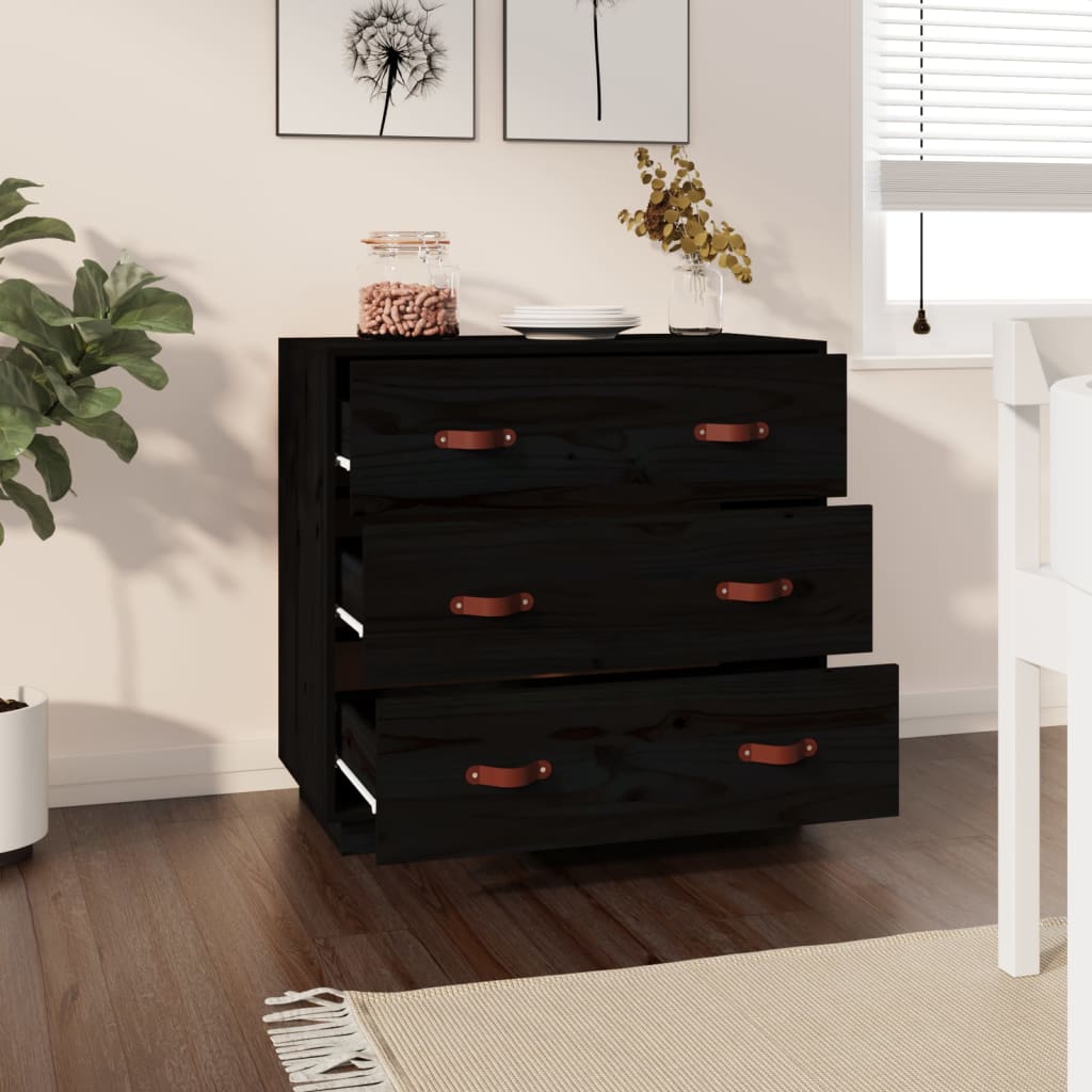 Senkki musta 80x40x75 cm täysi mänty - Sisustajankoti.fi