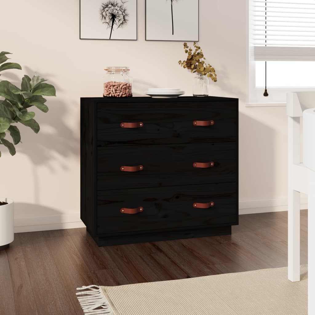 Senkki musta 80x40x75 cm täysi mänty - Sisustajankoti.fi