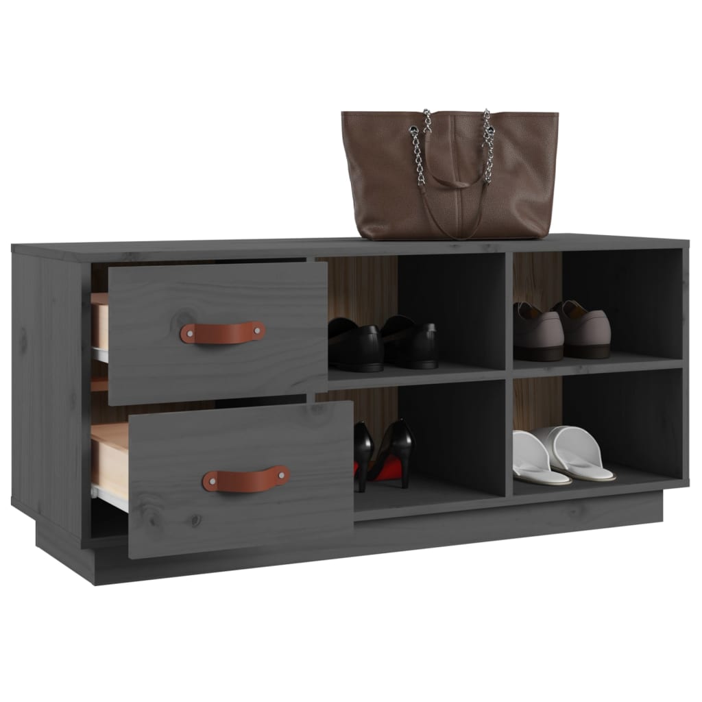 Kenkäpenkki harmaa 100x34x45 cm täysi mänty - Sisustajankoti.fi