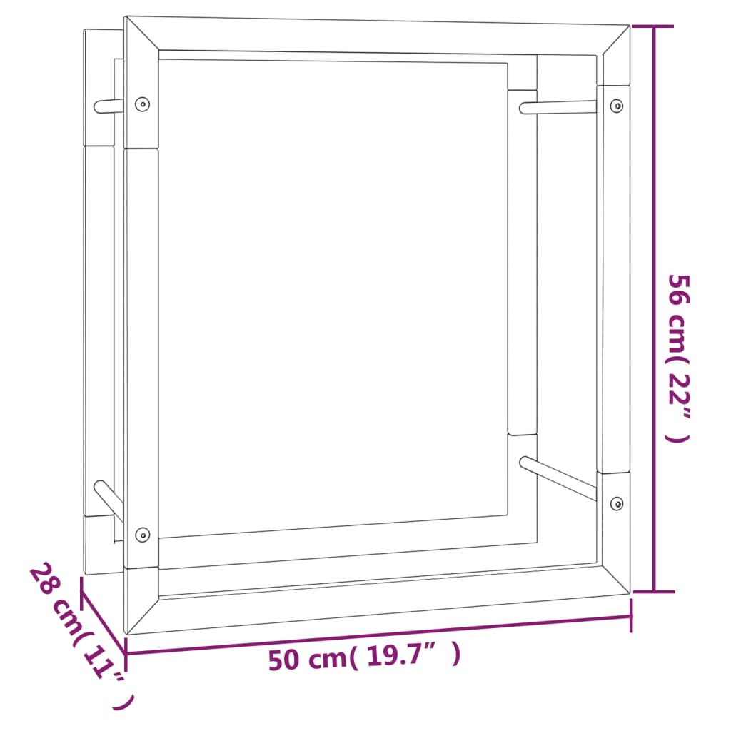 Polttopuuteline mattamusta 50x28x56 cm teräs - Sisustajankoti.fi