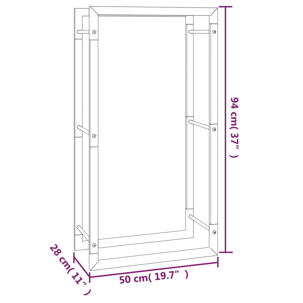 Polttopuuteline mattamusta 50x28x94 cm teräs - Sisustajankoti.fi